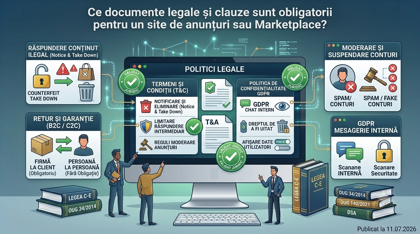 Ce documente legale și clauze sunt obligatorii pentru un site de anunțuri sau Marketplace?