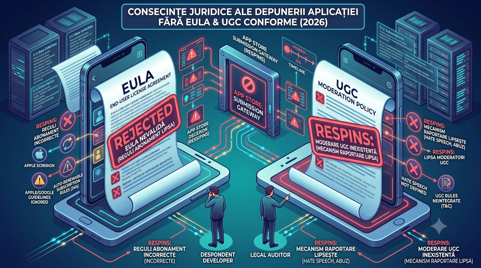 De ce îți respinge Apple sau Google aplicația? Reguli EULA și UGC obligatorii